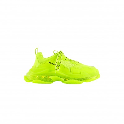 BALENCIAGA TRIPLE S MESH AND FAUX LEATHER TRAINERS IN FLUO YELLOW 541624W2FF17320